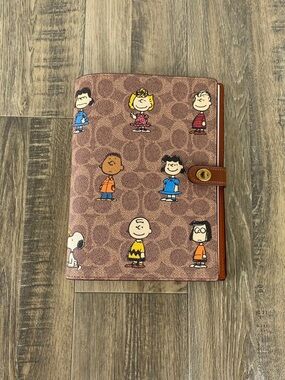 Coach Brown Signature Peanuts Canvas Notebook Cover